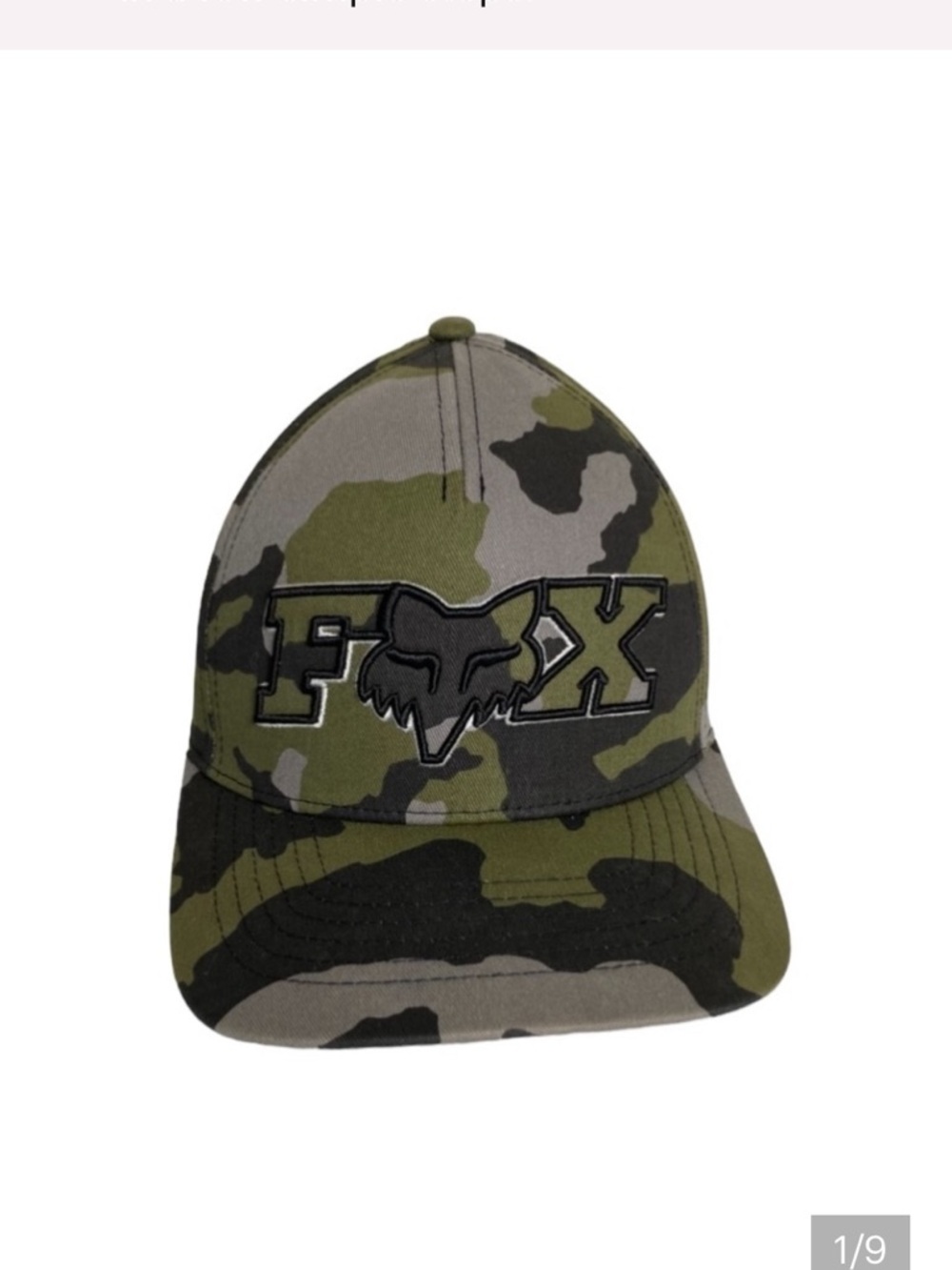 Fox Racing L/XLGreen Army Camo FlexFit Cap Hat Embroidered Spellout Logo Unisex